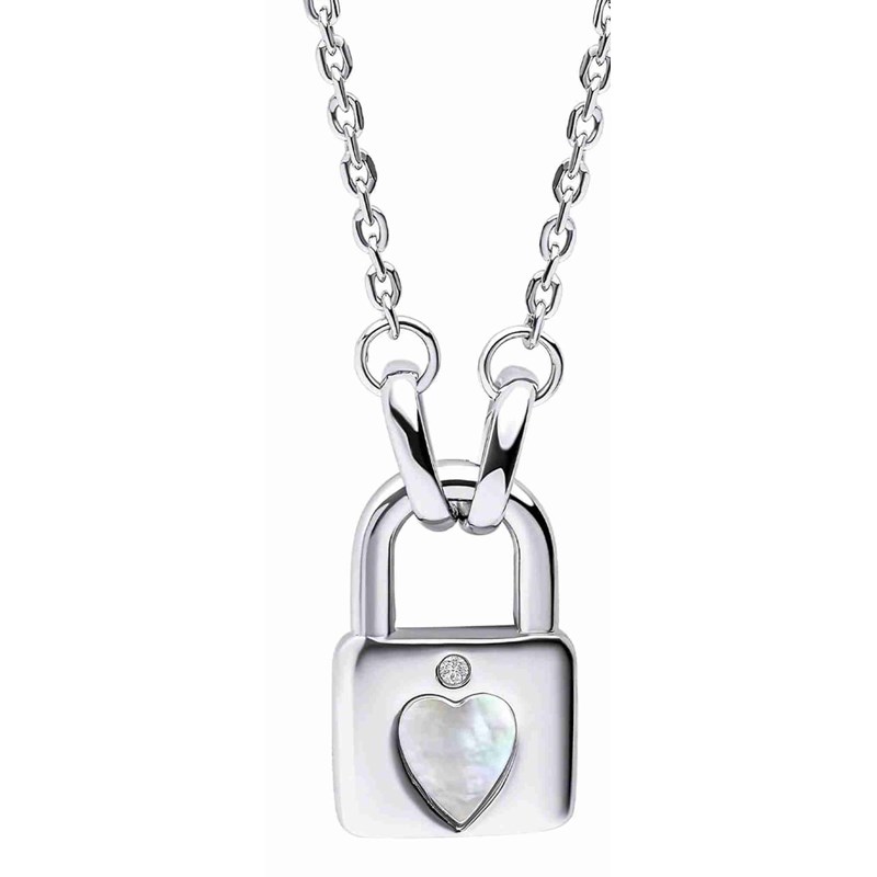 Collier cadenas coeur diamant pour enfant en argent 925