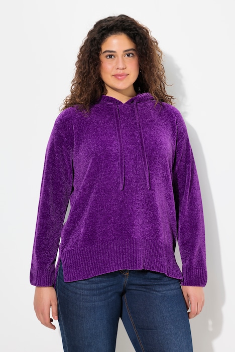 Chenille-Hoodie, Kapuze, Kordel, Langarm