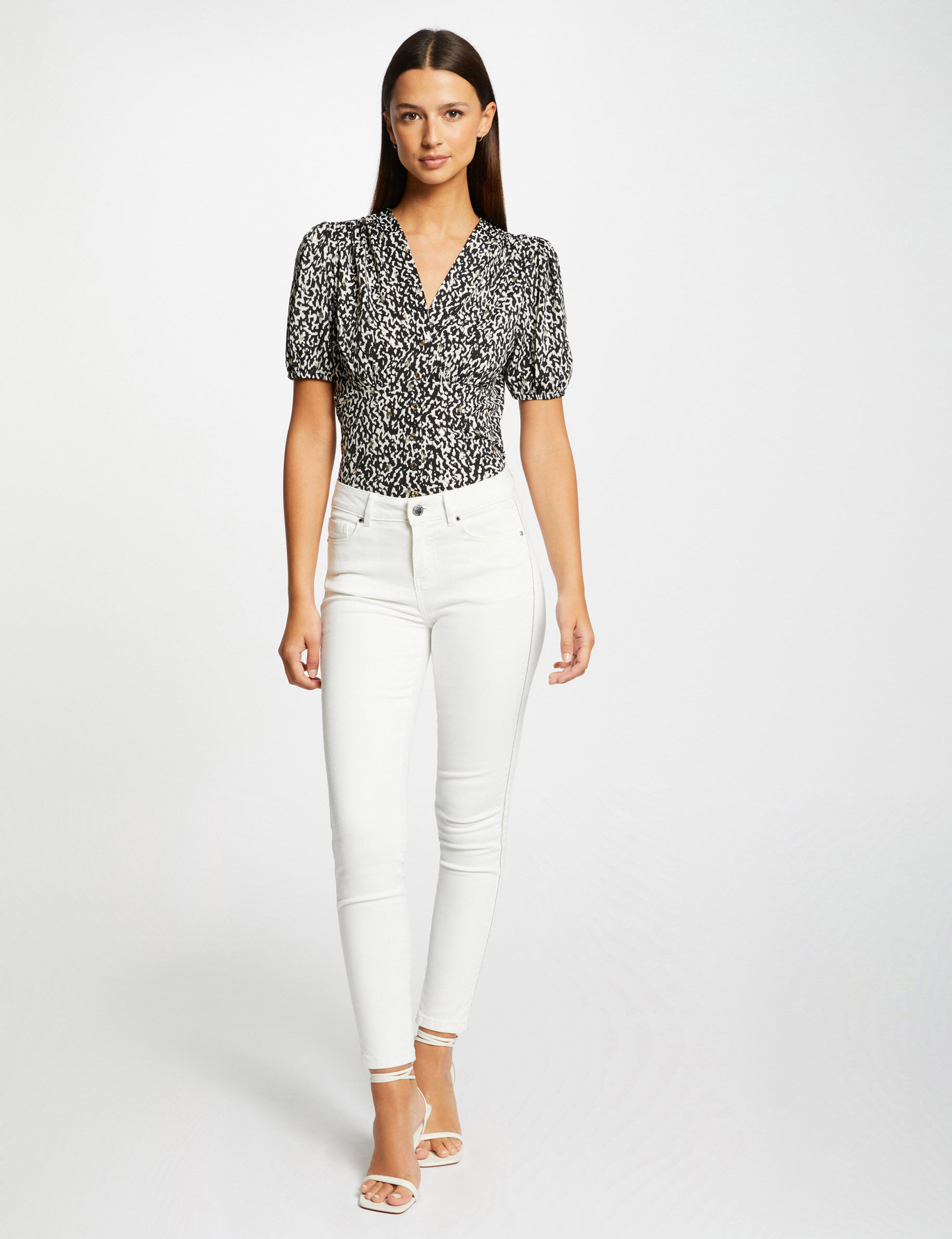 T-shirt à boutons imprimé animalier multico femme - multico