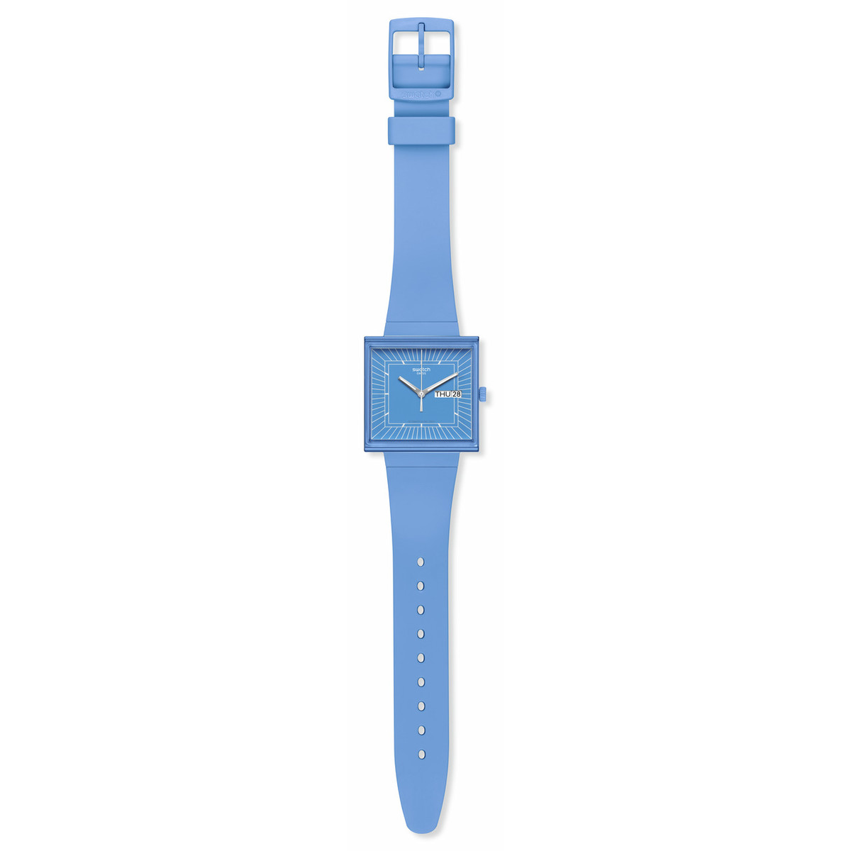 Montre SWATCH Square bioceramic What if sky? homme bracelet matériau biosourcé bleu
