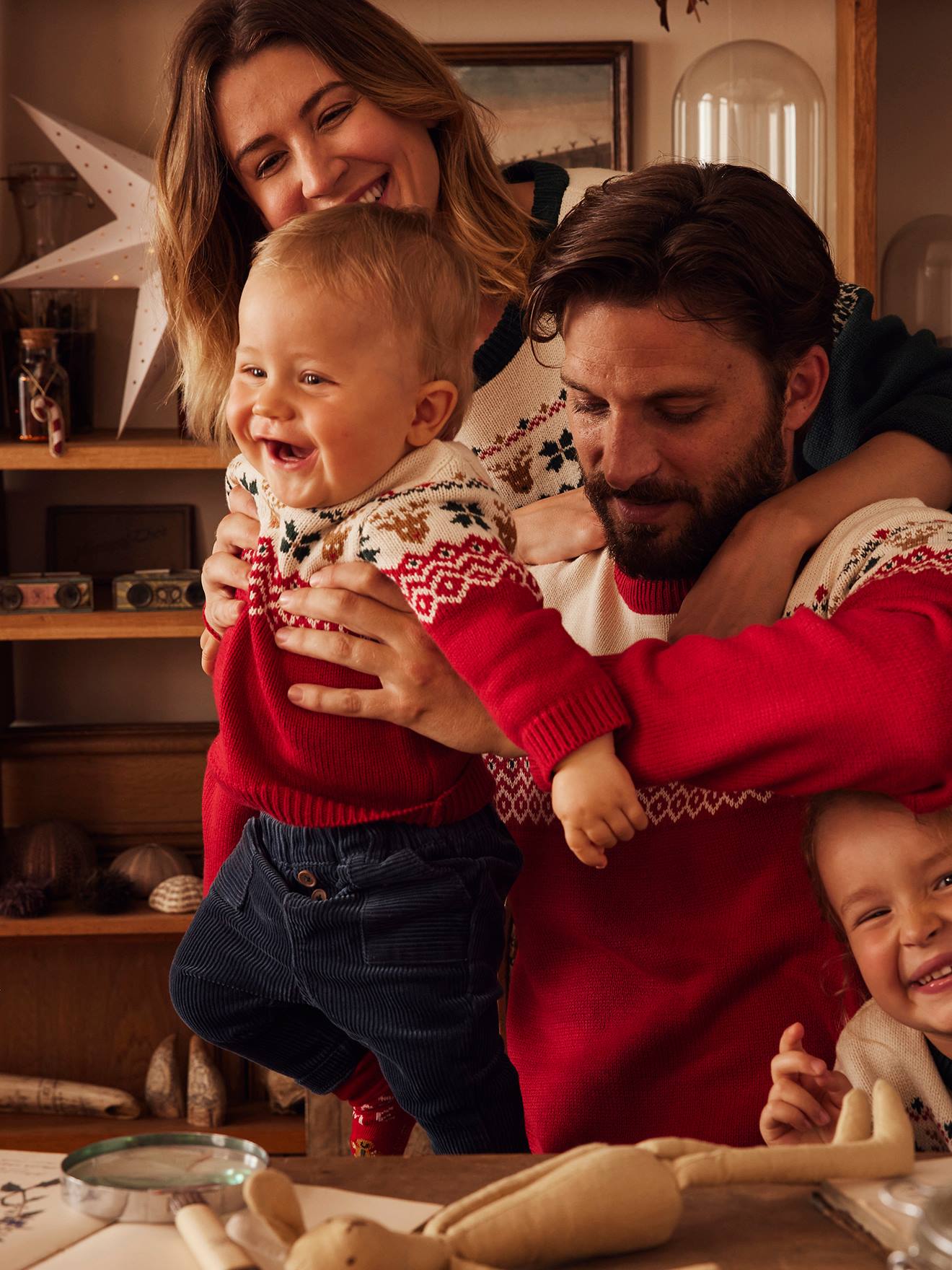 Suéter natalino para bebê, coleção cápsula, família, vermelho