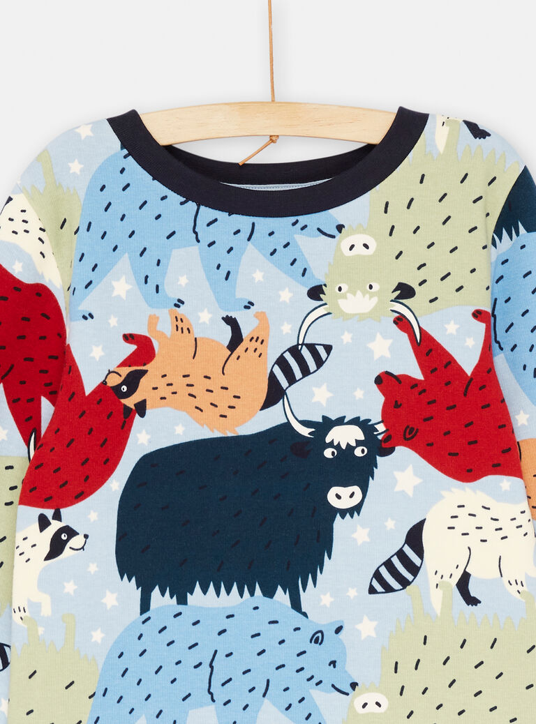Ensemble pyjama bleu marine phosphorescent à imprimé animaux