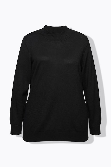 Pullover, edle Schurwoll-Seidenmischung, Stehkragen, Langarm