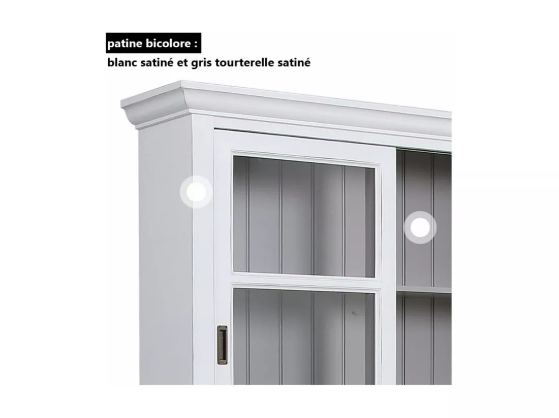 Buffet 3 portes vitrées Bois-MDF Blanc - Rhode Island Interior's