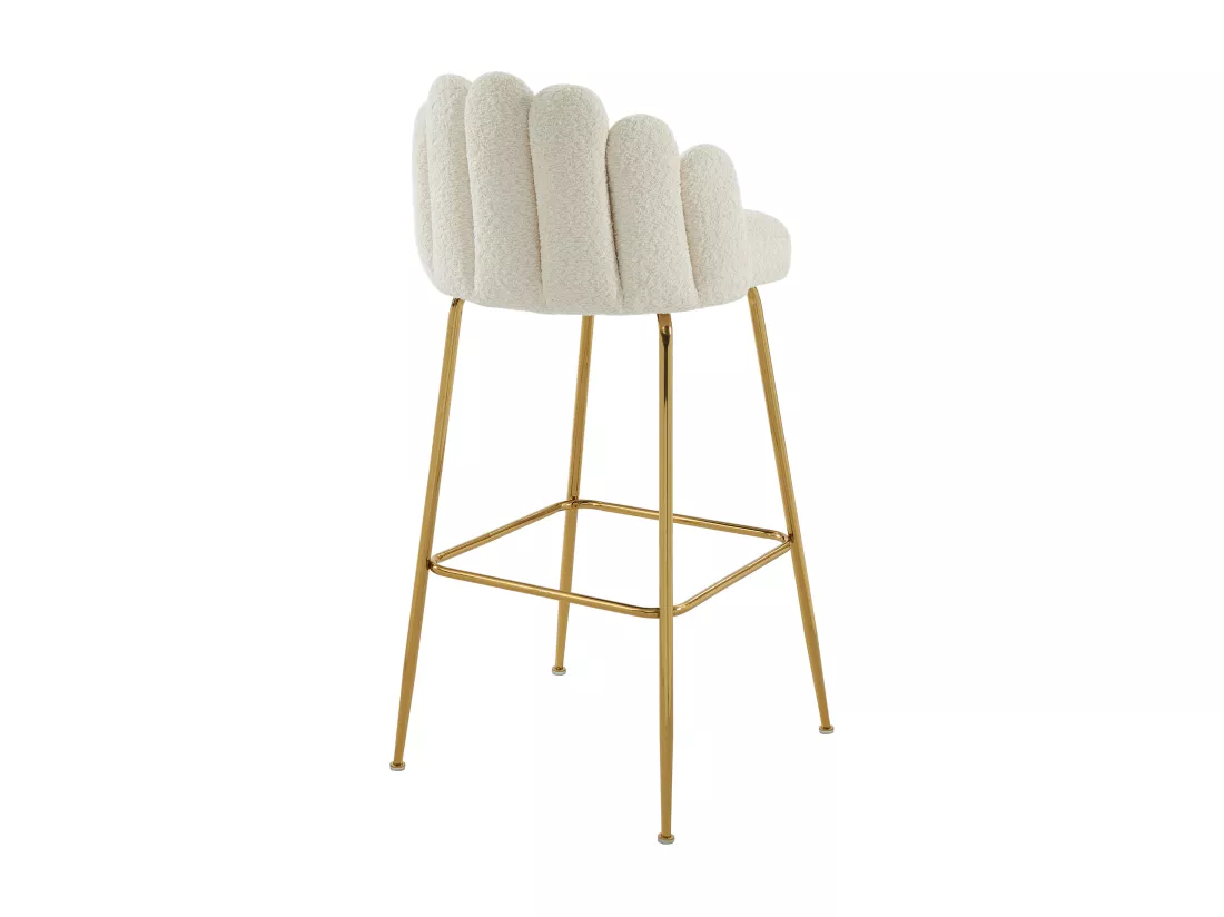 Lot de 2 tabourets de bar en tissu bouclette et métal doré - Crème - ALTINAM de Pascal MORABITO