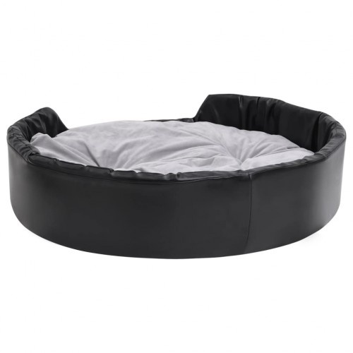 Sofá oval acolchoado antiderrapante para cães Vidaxl, preto e cinza.