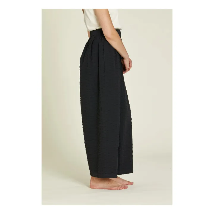 Black Crane Pantalon Large Seersucker | Noir