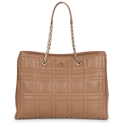 Calvin Klein Jeans - RE-LOCK QUILT TOTE W/LPT CMPT - Beige