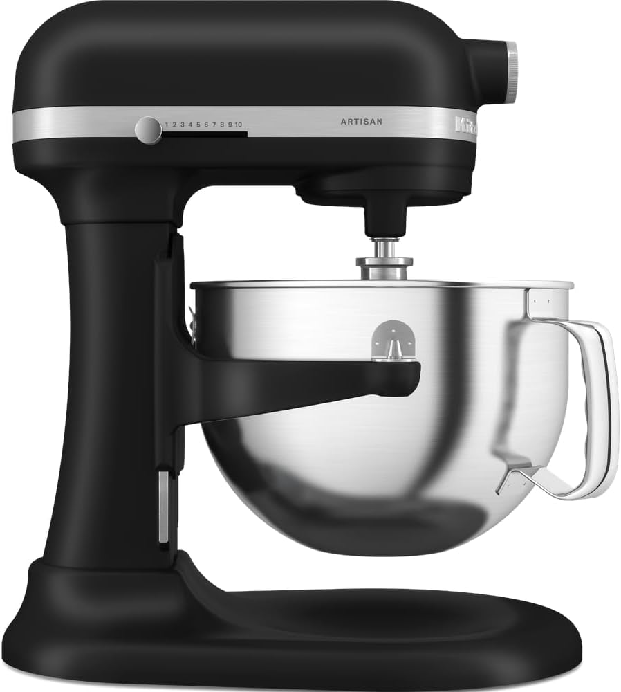 KitchenAid Küchenmaschine - Artisan - Multifunktionaler Küchenroboter mit Schüsselheber - Mit 5 Zubehörteilen - 5,6L - Matt schwarz