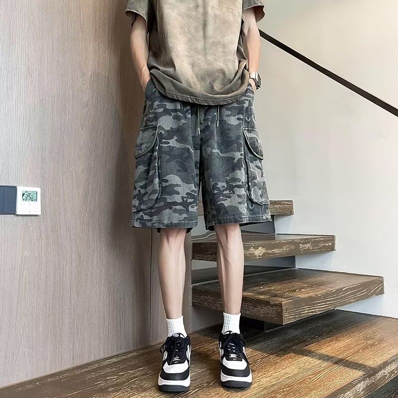 Real Boy - Camouflage Cargo Shorts met Trekkoord Taille