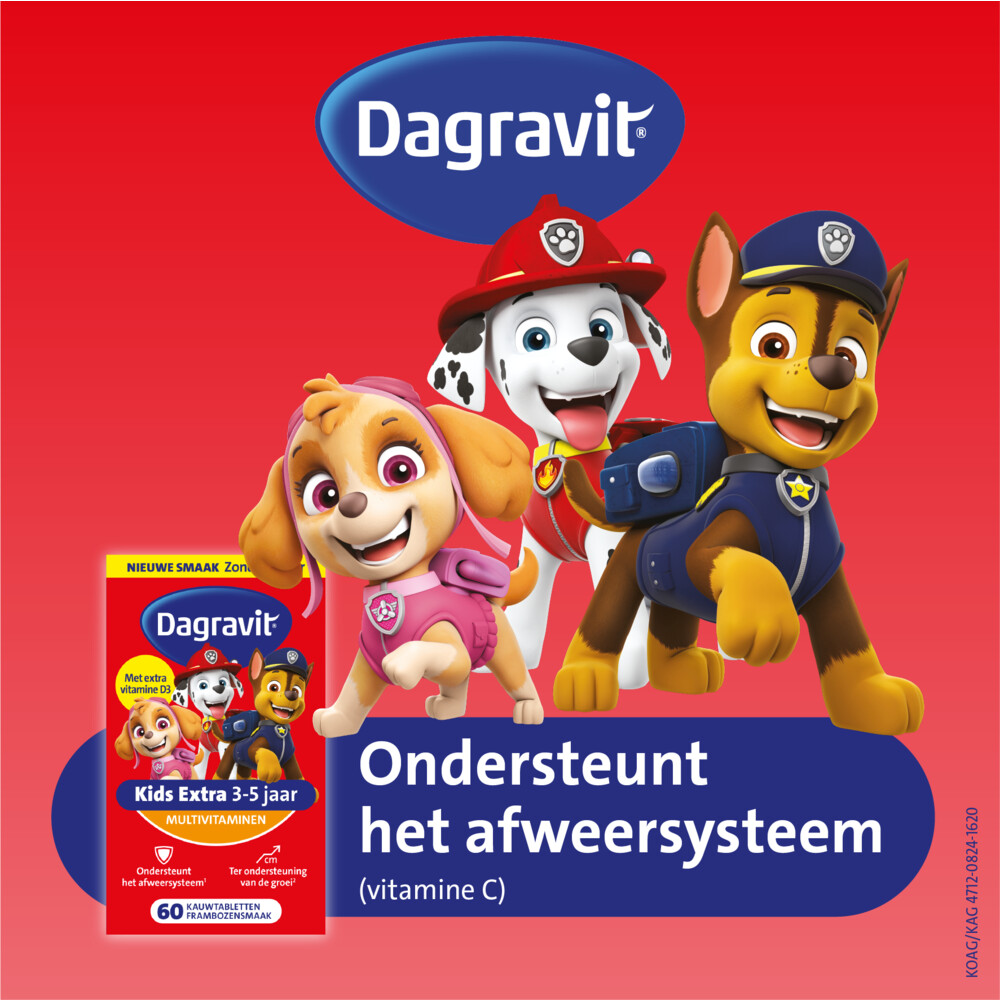 Dagravit Multivitamine Kids Xtra 3-5 Jaar Paw Patrol60 Kauwtabletten