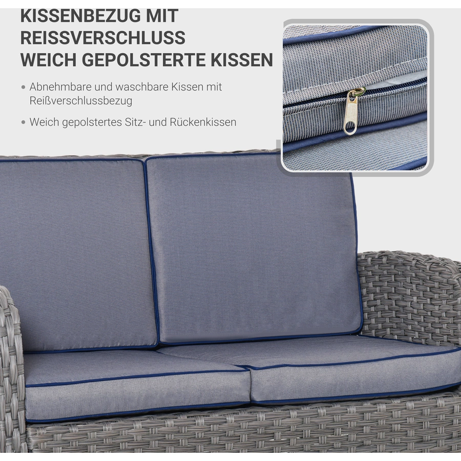 Outsunny Polyrattan Gartenset 6-teilig Grau