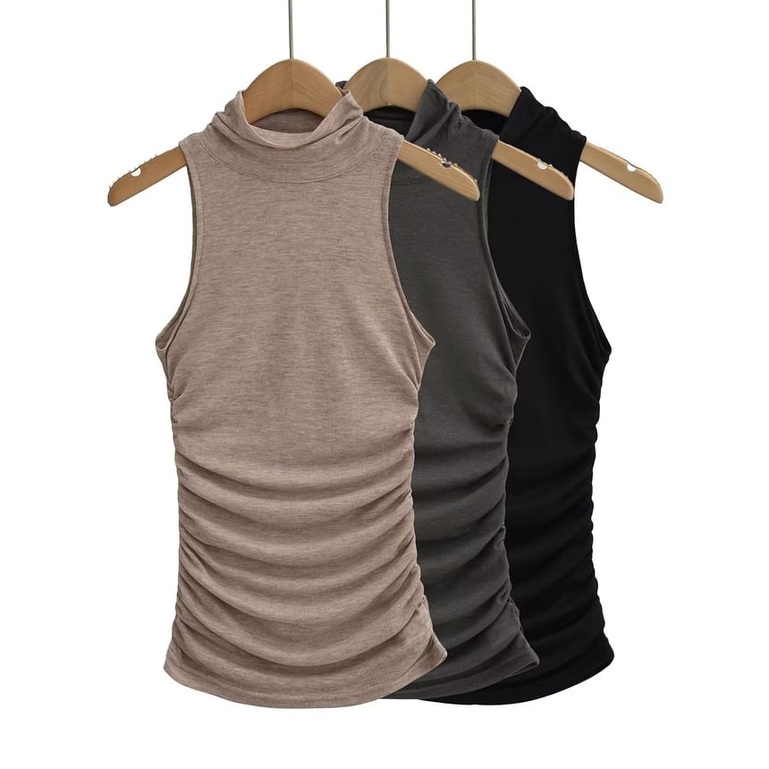 Morhan - Tanktop met col en geplooide, slanke pasvorm