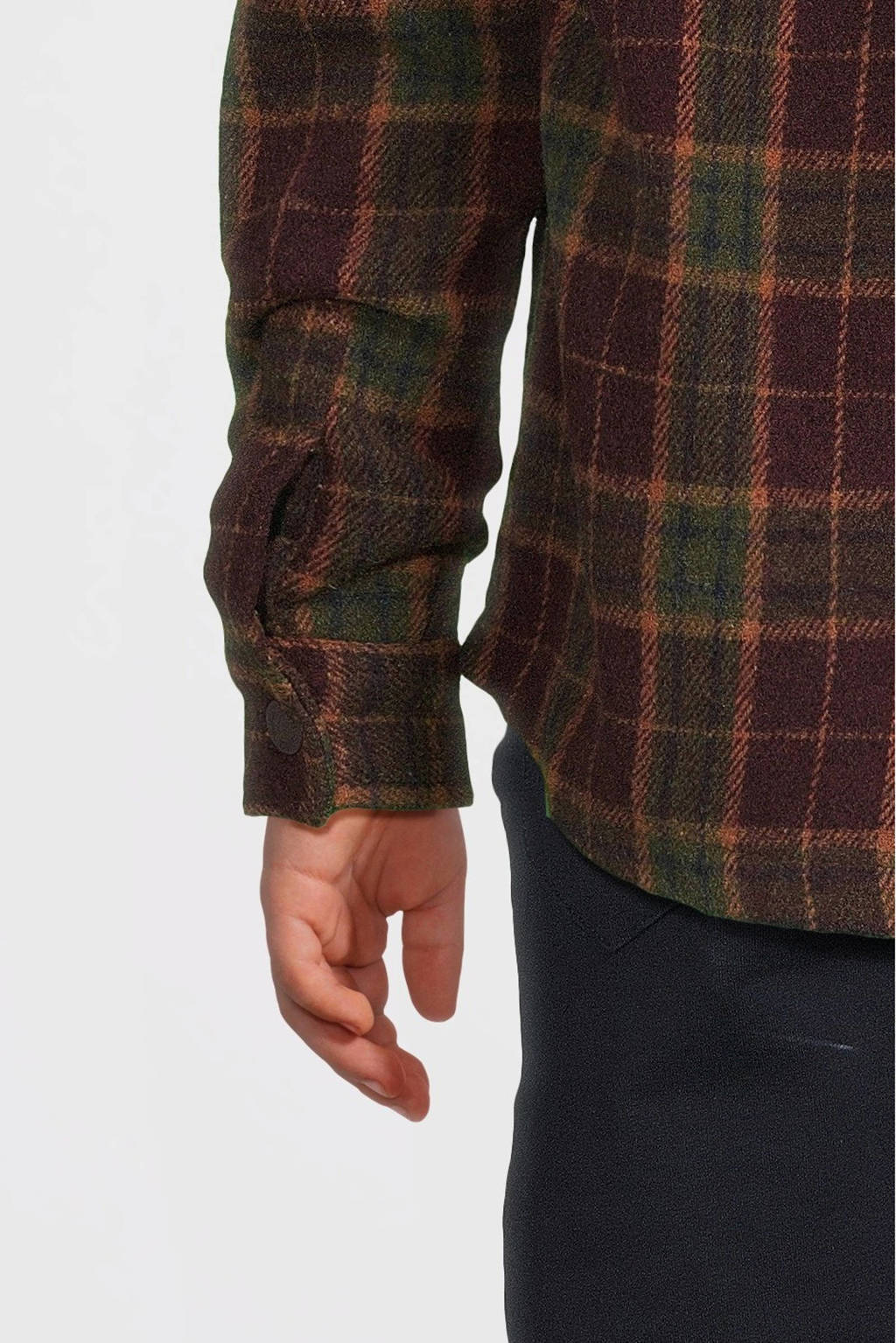 B.Nosy geruit overshirt Boaz met capuchon donkerrood/groen