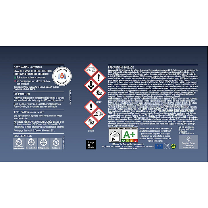 Résine de finition Résinence Laquée transparente 250 ml
