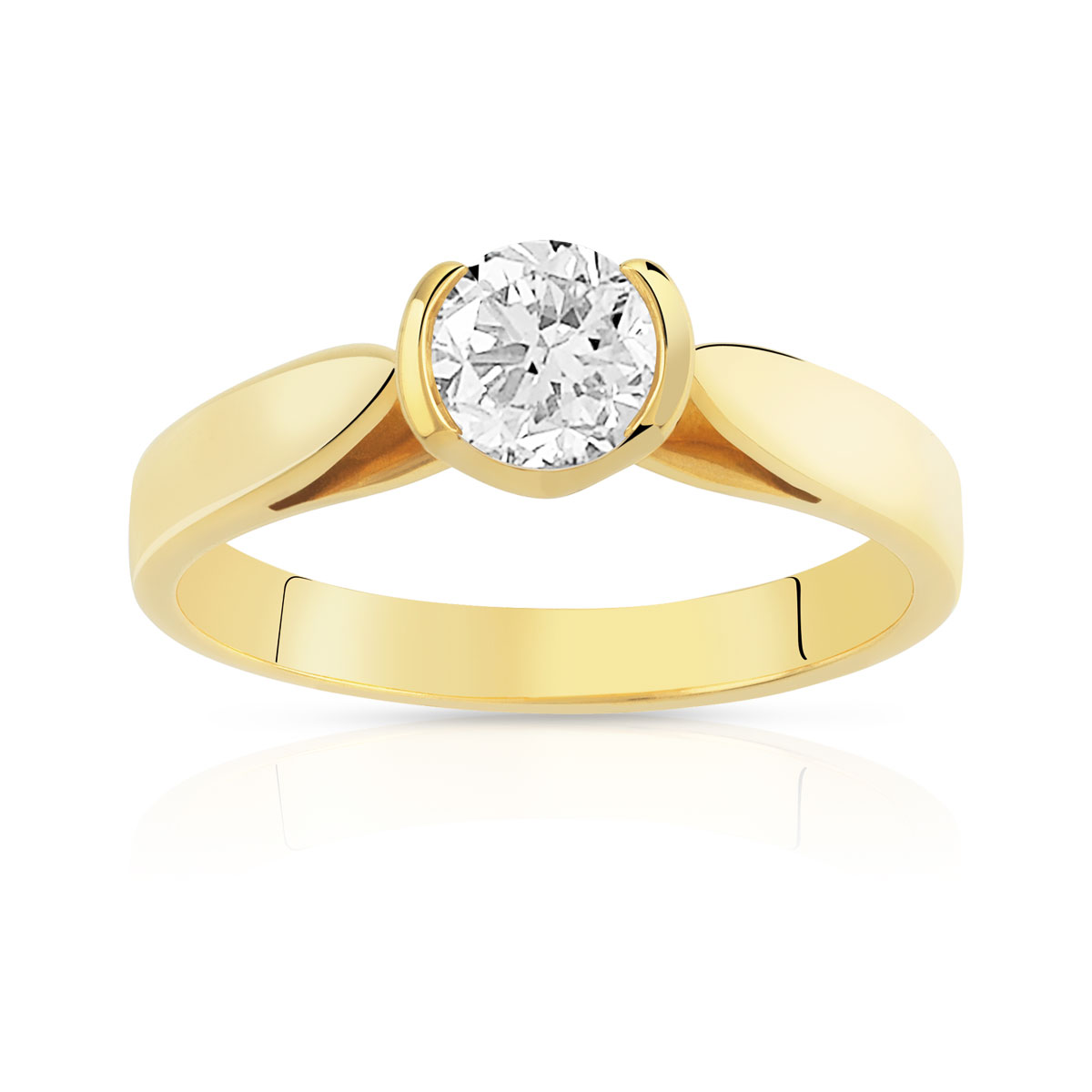 Solitaire or 750 diamant 0.50 carat H/P1