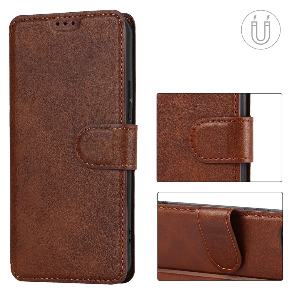 Samsung Galaxy S22 5G Leder Tasche mit Kartenfach im Retro Style - Dunkelbraun