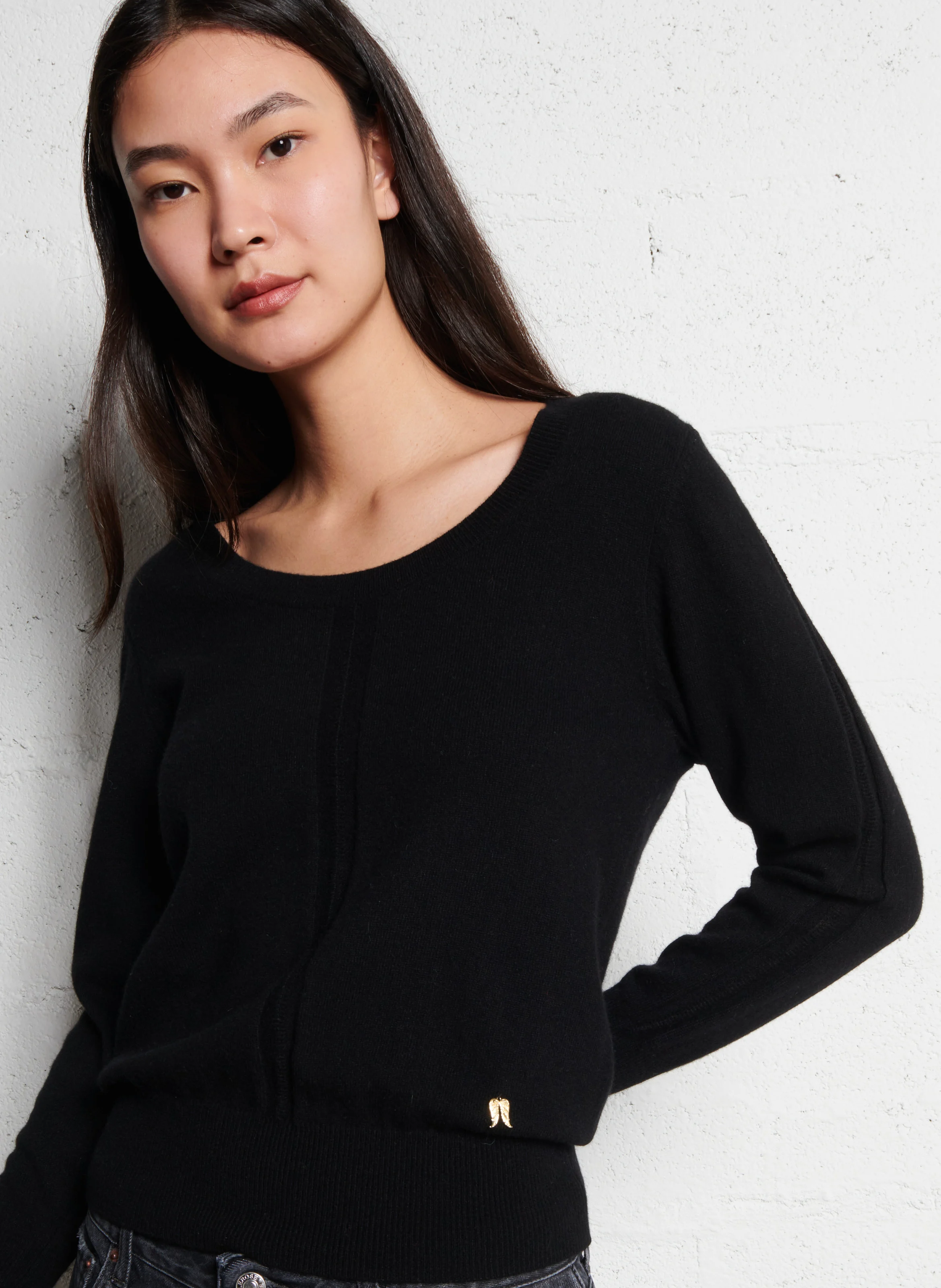 AMYLIGHT - Pull col rond en cachemire | Noir