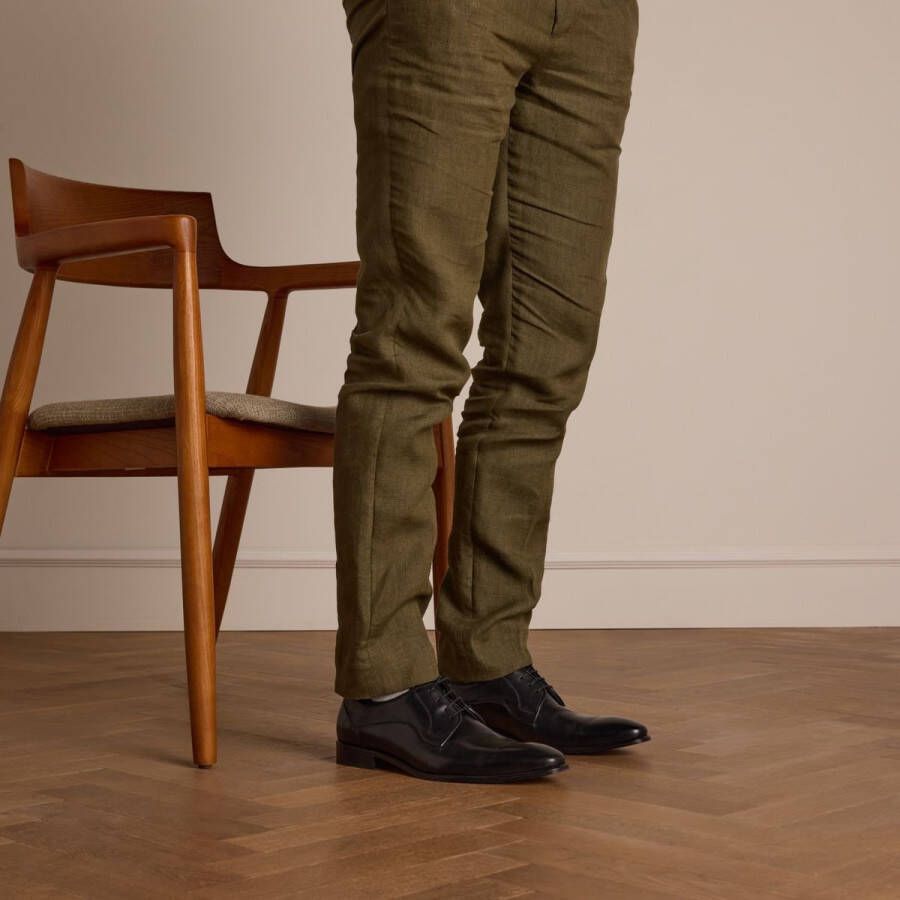 Manfield Heren Zwarte leren veterschoenen
