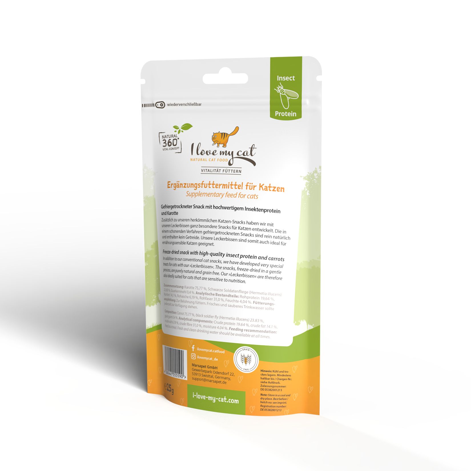 Freeze-Snack für Katzen mit Insekten + Karotte