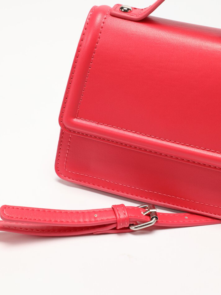 Bolsa transversal pequena em couro sintético - Fúcsia