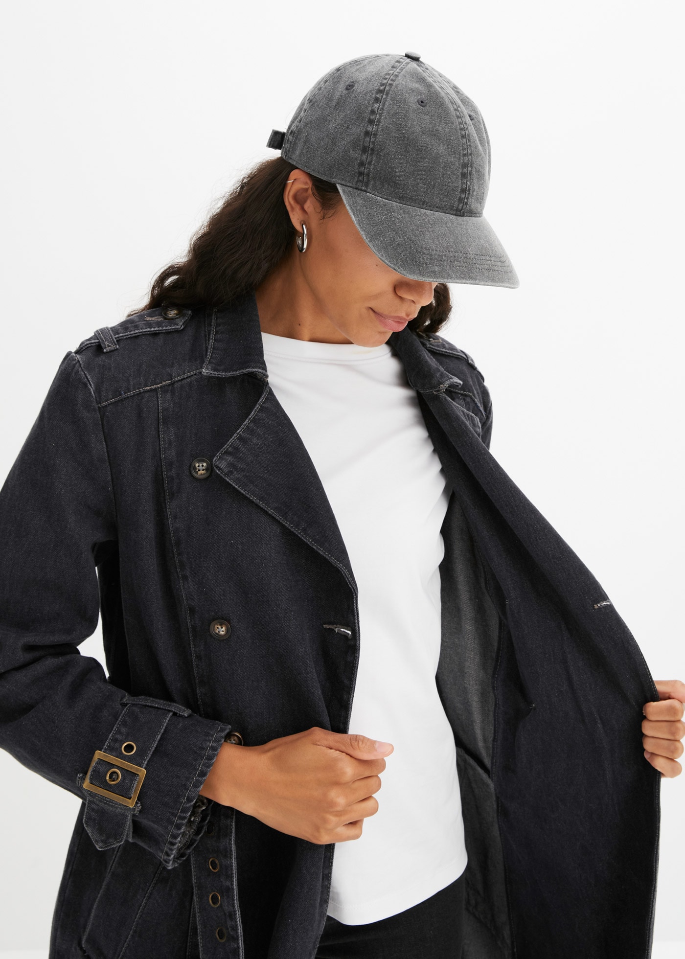 bonprix Baseball Cap grössenverstellbar, aus Baumwolle, in Denim-Optik