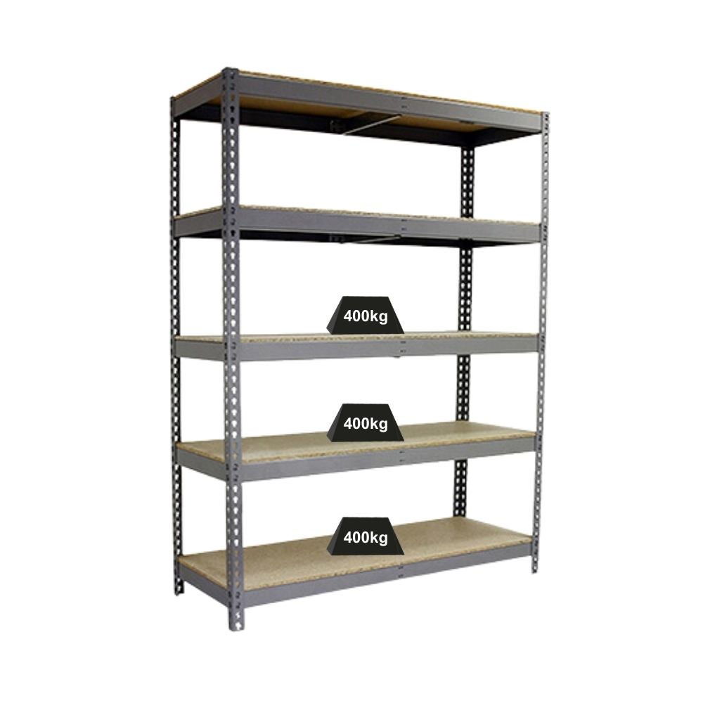PROREGAL Heavy-Duty Stellingkast Big Wood Yeti Five HxBxD 200 x 150 x 45 cm Plankdraagvermogen 400 kg Grijs