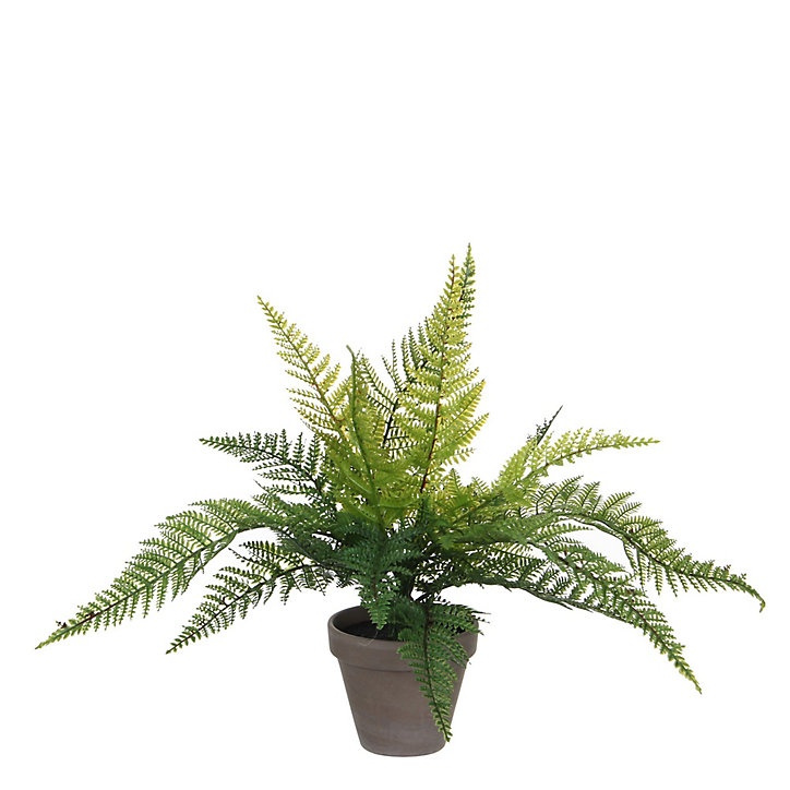 Fougère vert artificiel ø36 x h.40 cm en pot Stan gris ø11,5 cm