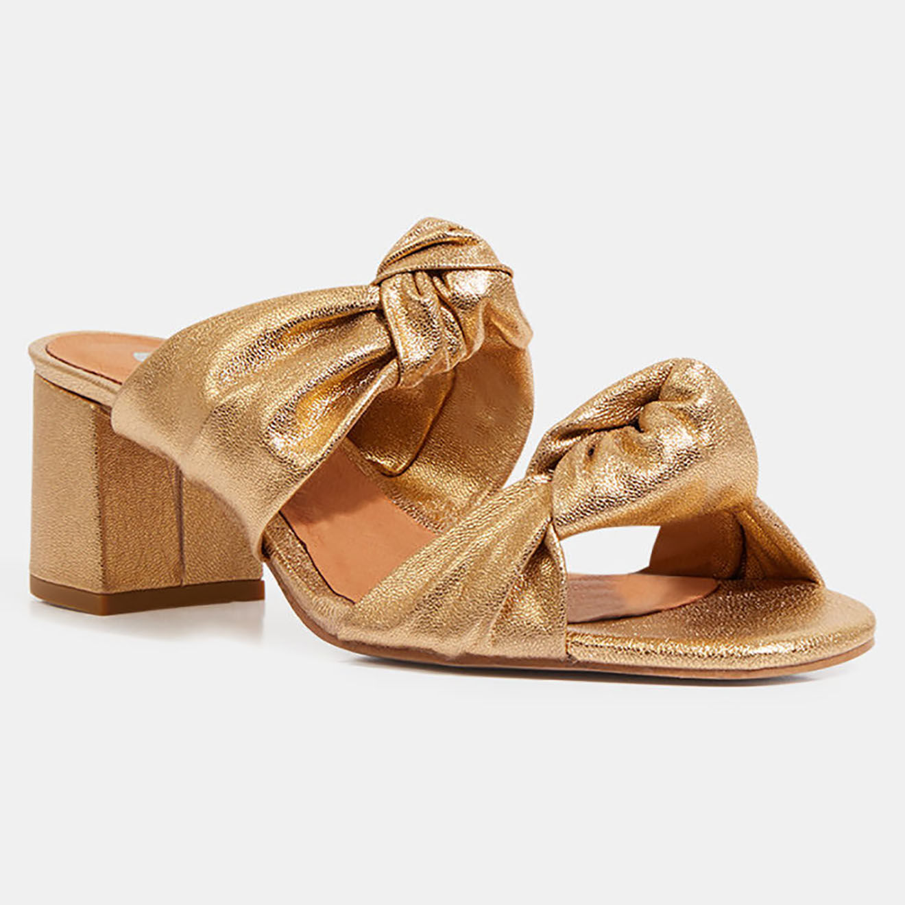 Galeries Lafayette Mules à talon en Cuir dorées - Talon 5.5 cm
