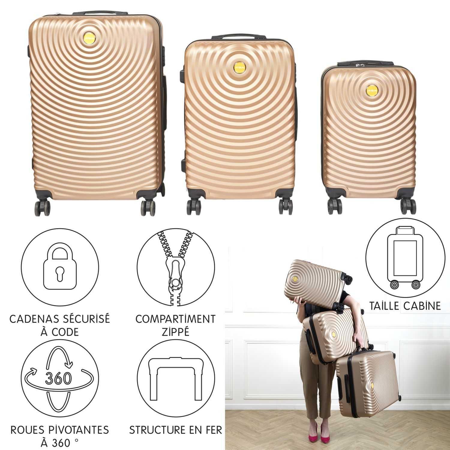 VALISE BEIGE 70L 40X27X65CM