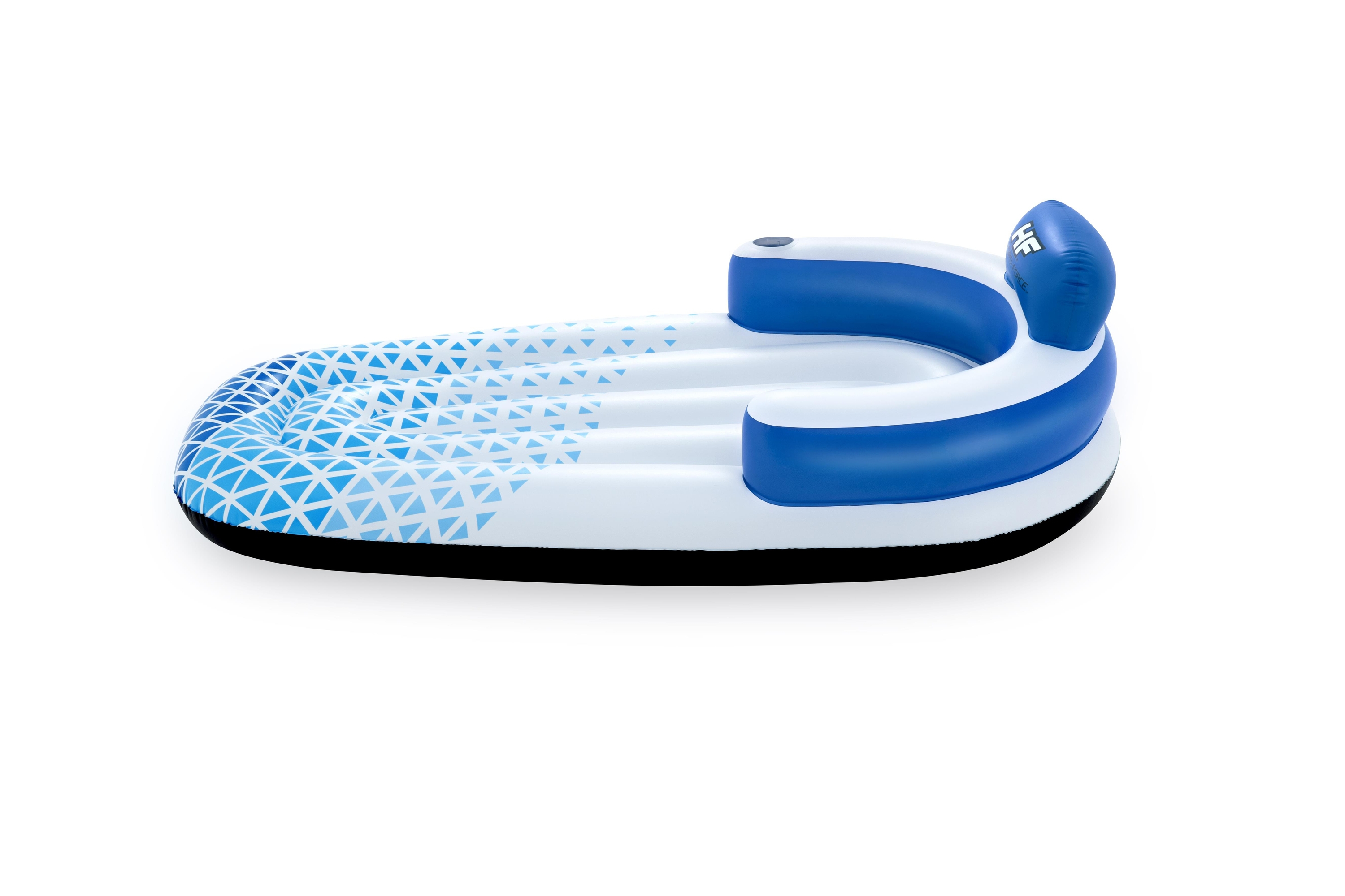 (191x107cm) Hydro-Force Indigo Wave Aufblasbare Wasser Luftmatratze Liegesofa Badeinsel (43014) - Weiss / Blau