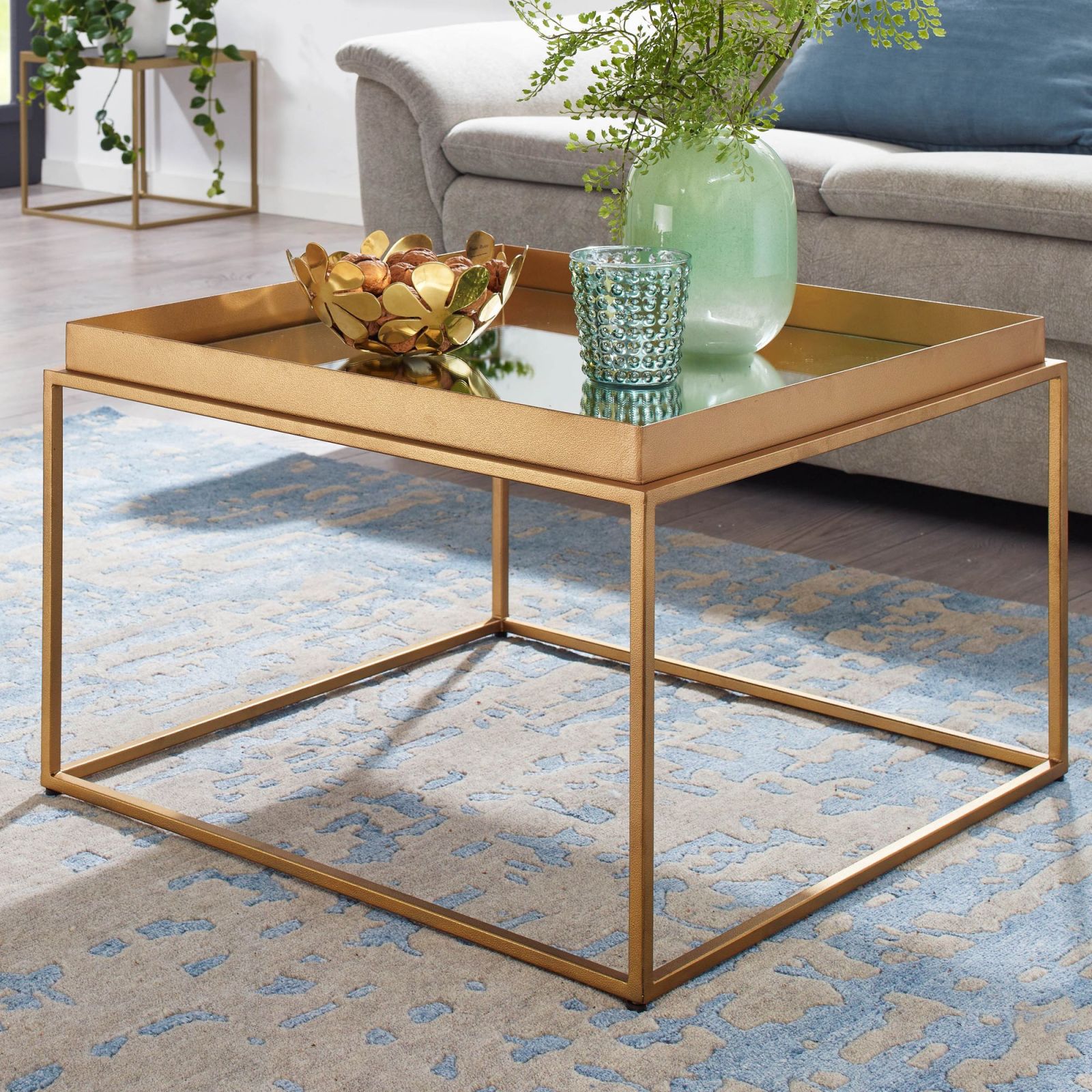 Couchtisch - gold - Glas - 60 cm