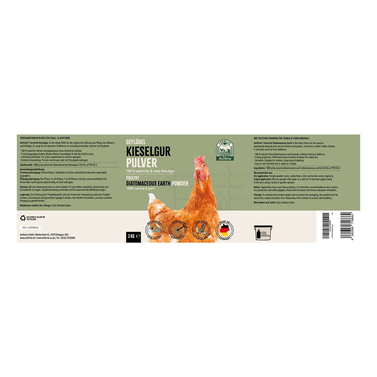 AniForte Kieselgur Pulver inkl. Stäuberflasche 2kg