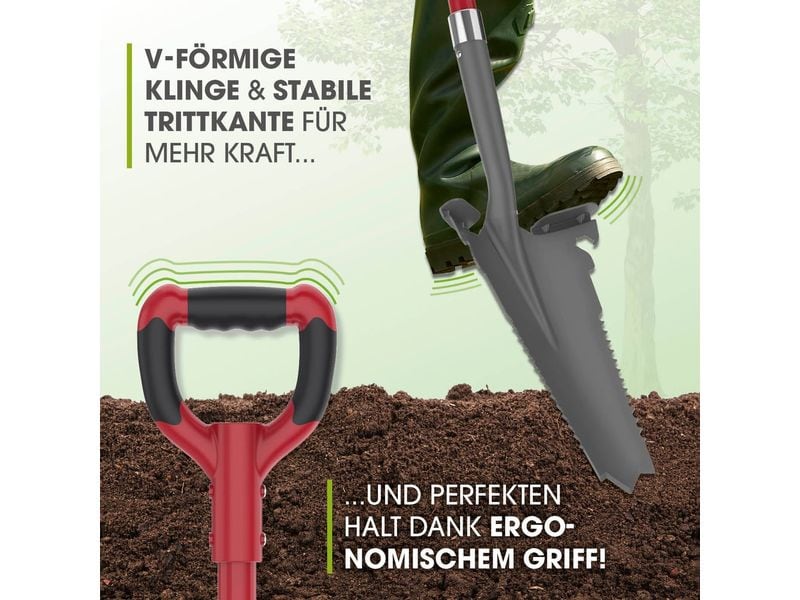 EASYmaxx EASYmaxx Spaten- & Wurzelsäge - 114 cm, Grau/Rot Wurzelspaten