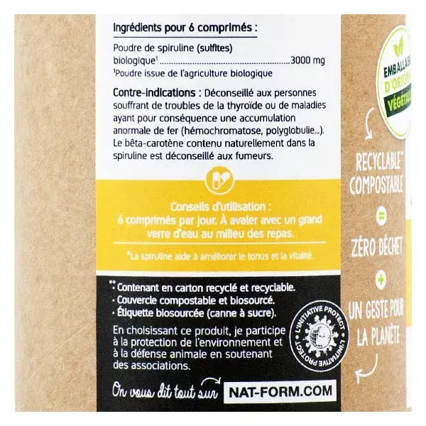 Nat & Form Écoresponsable Spiruline Bio 200 comprimés