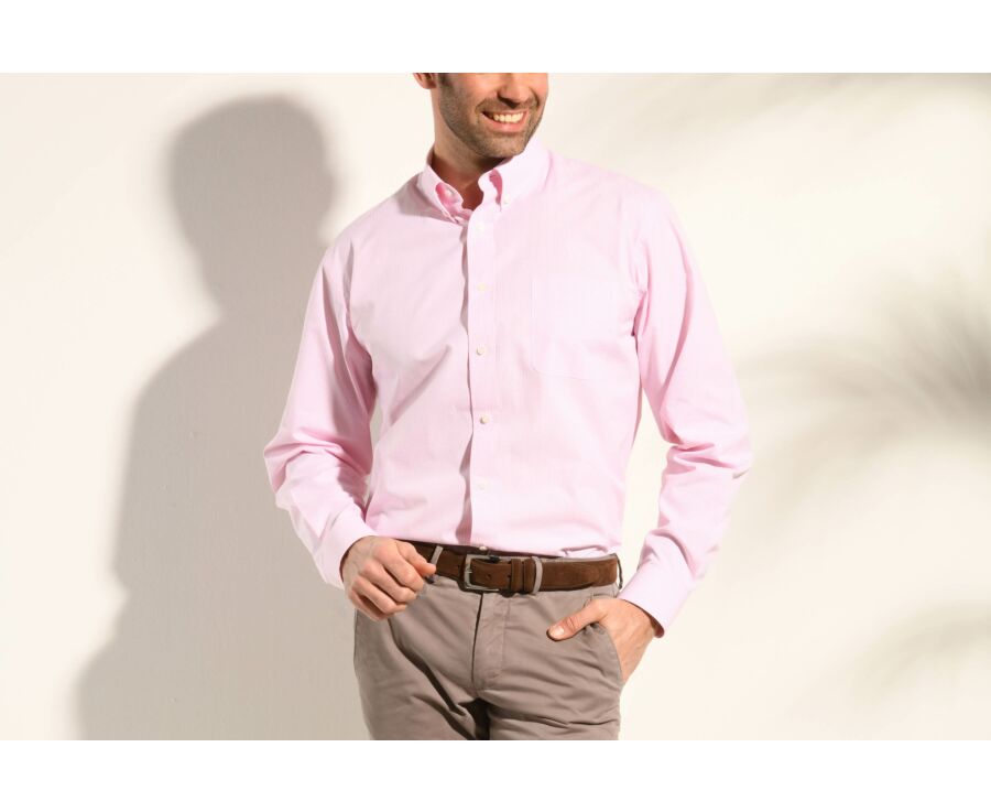 Chemise à carreaux fins roses et blancs - Poche - TIM
