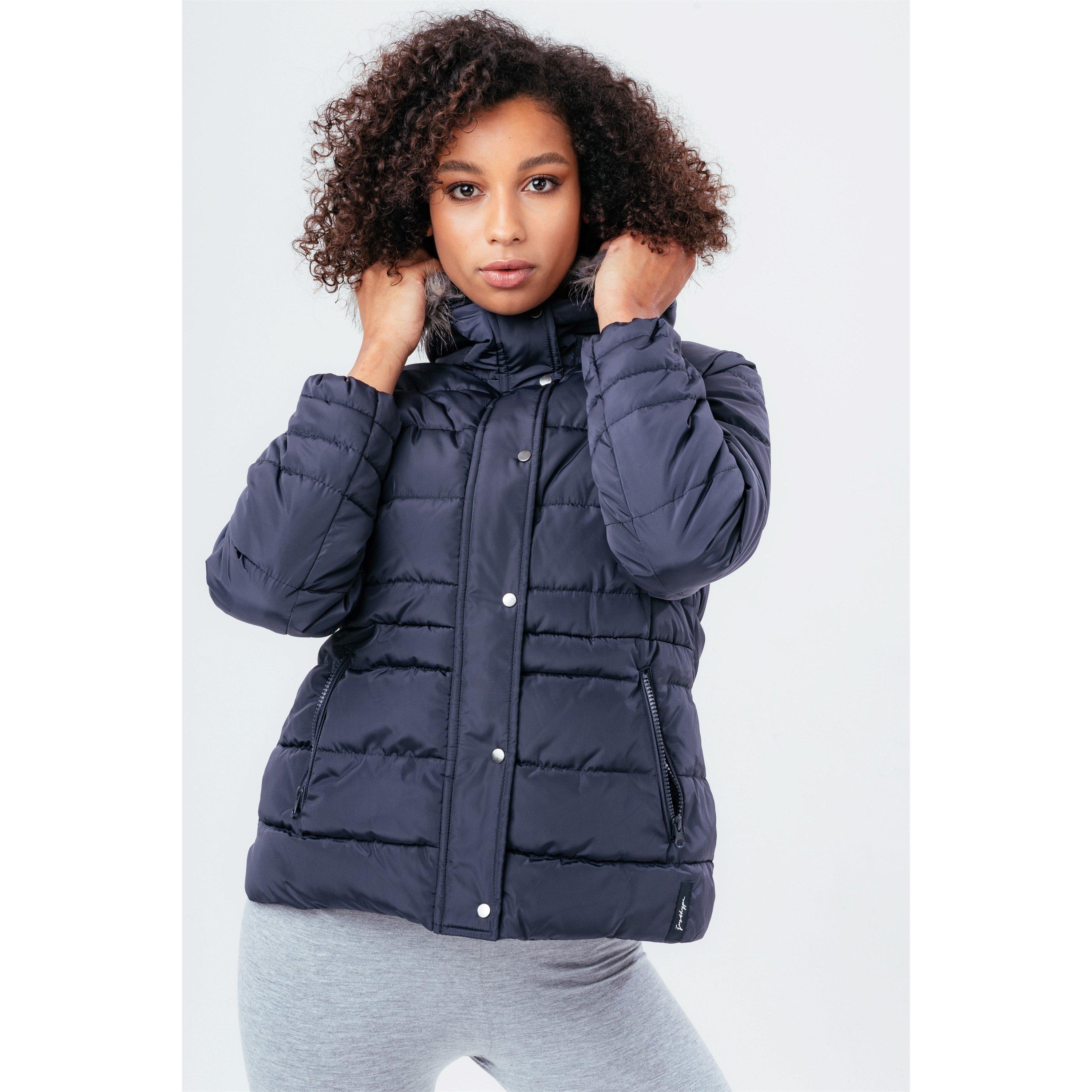 Hype Short Coat With Fur Trim Womens