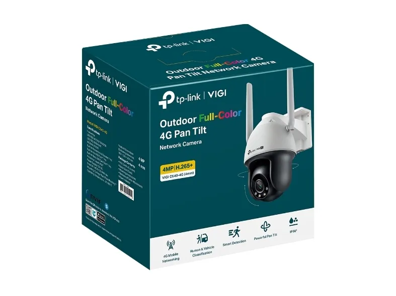 TP-Link VIGI C540-4G, IP-sikkerhedskamera, Indendørs & udendørs, Ledningsført, 0,005 lm, RCM, BSMI, VCCI, NTRA, KC, Loft/væg