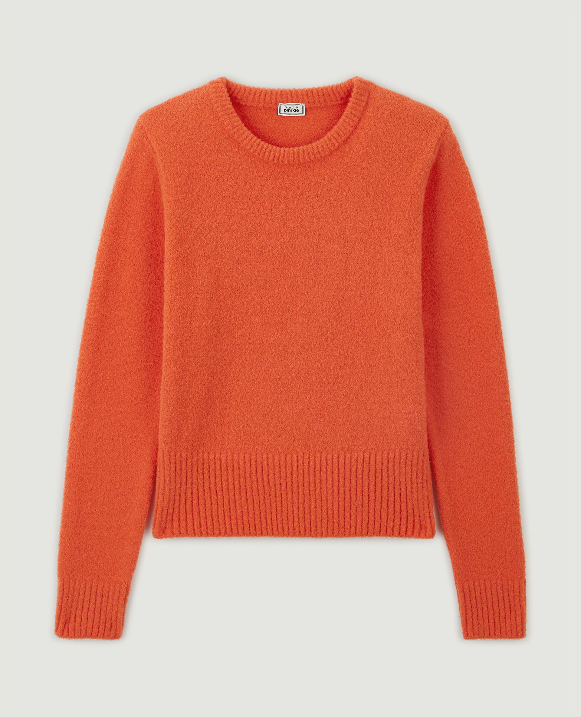 Pull col rond maille mousseuse - Orange