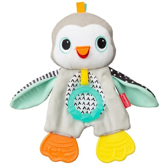 Doudou multi-texture pingouin   Gris        de               Infantino