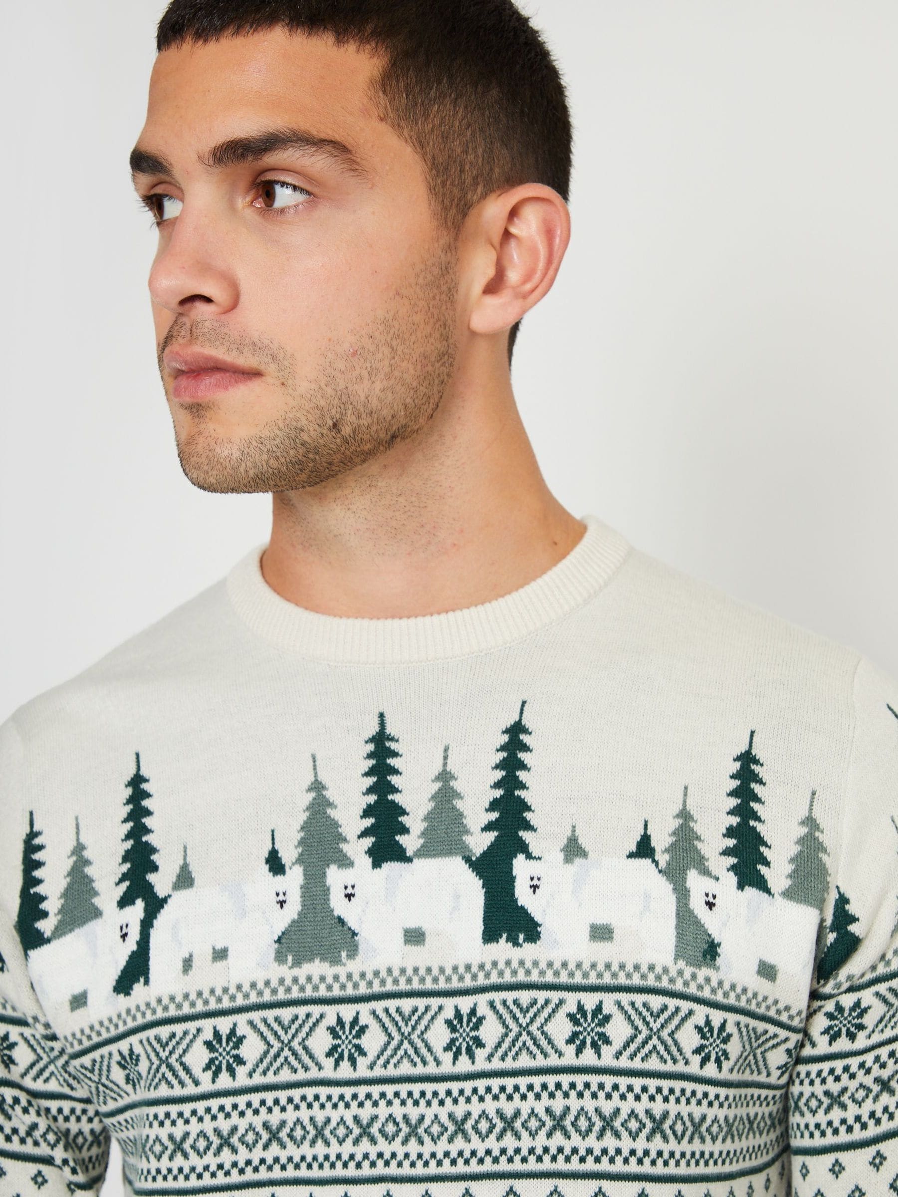 Threadbare Geo Fairisle Pattern Crew Neck Christmas Jumper