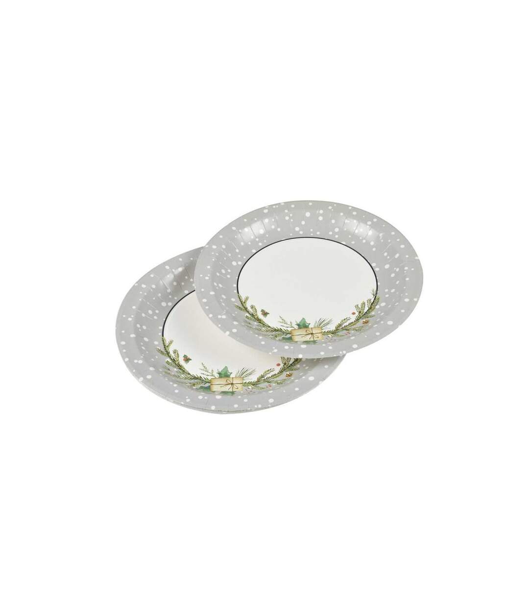 Paris Prix - Lot De 6 Assiettes En Carton branche Sapin 23cm Gris
