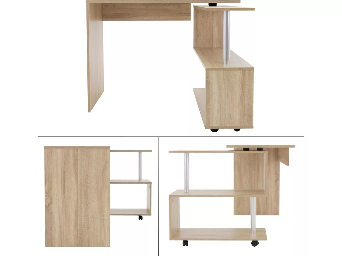 Bureau en angle sonoma table de travail pivotant 90° ML-DESIGN