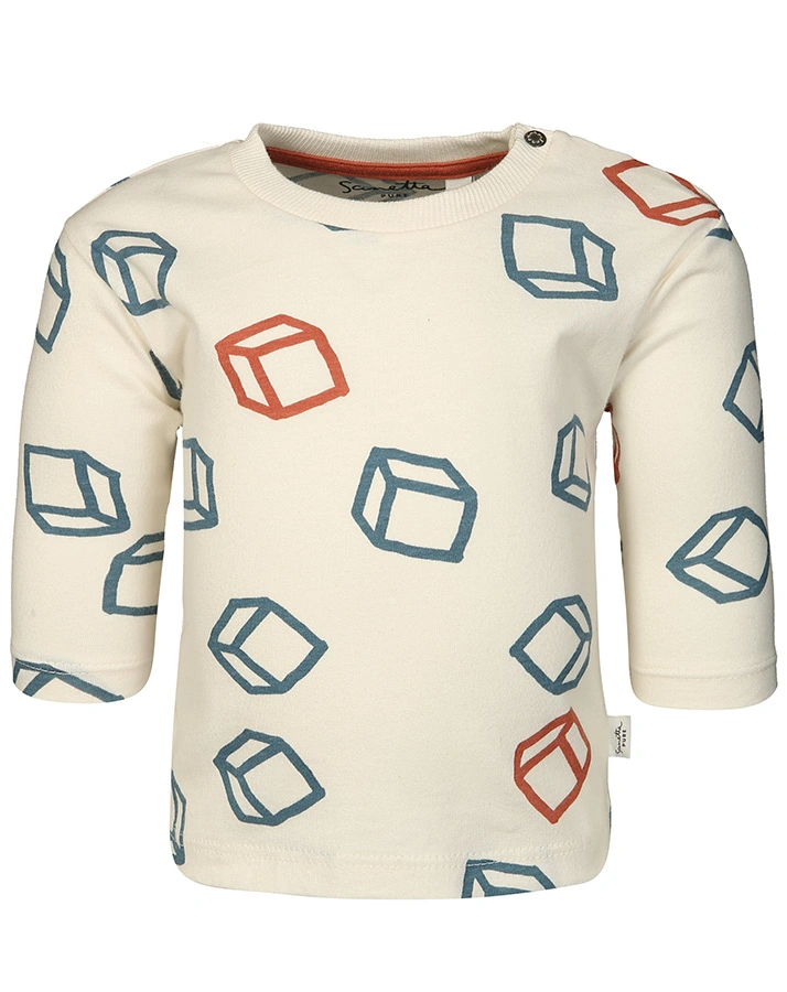 Langarmshirt PURE – CUBES in off white