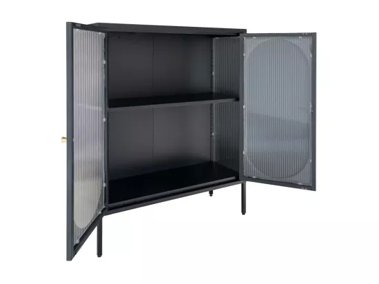 Adelaide - Buffet 2 portes en verre et métal L90cm : Couleur - Noir