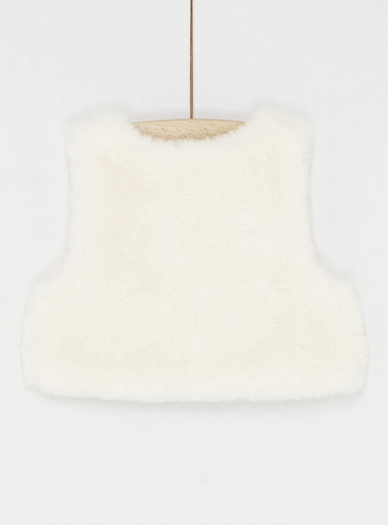 Gilet sans manches blanc cassé uni pour fille