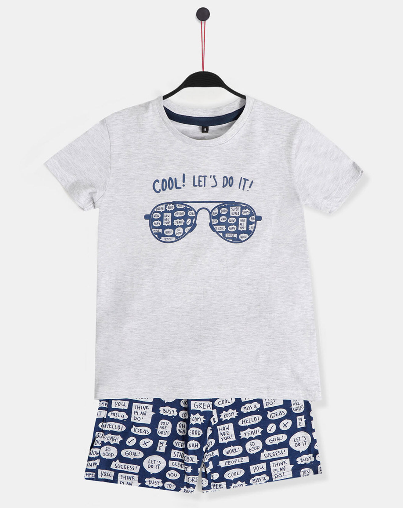 Admas Pyjama Cool gris/bleu