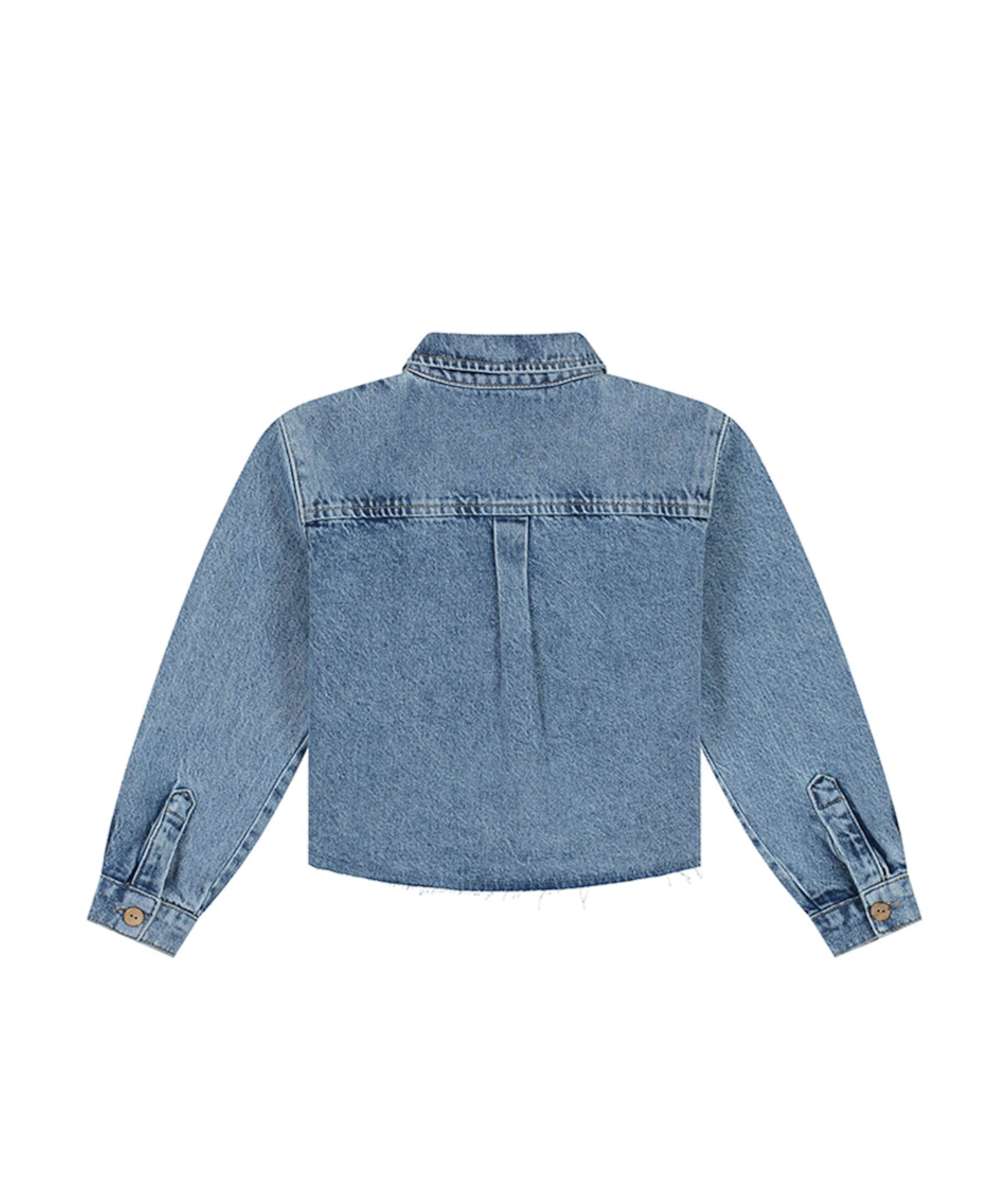 Charlie Petite Meisjes blouse lange mouw blauw