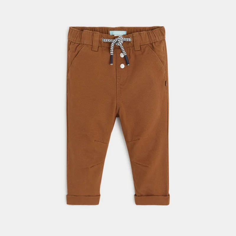 Pantalon regular coton fantaisie marron bébé garçon Marron