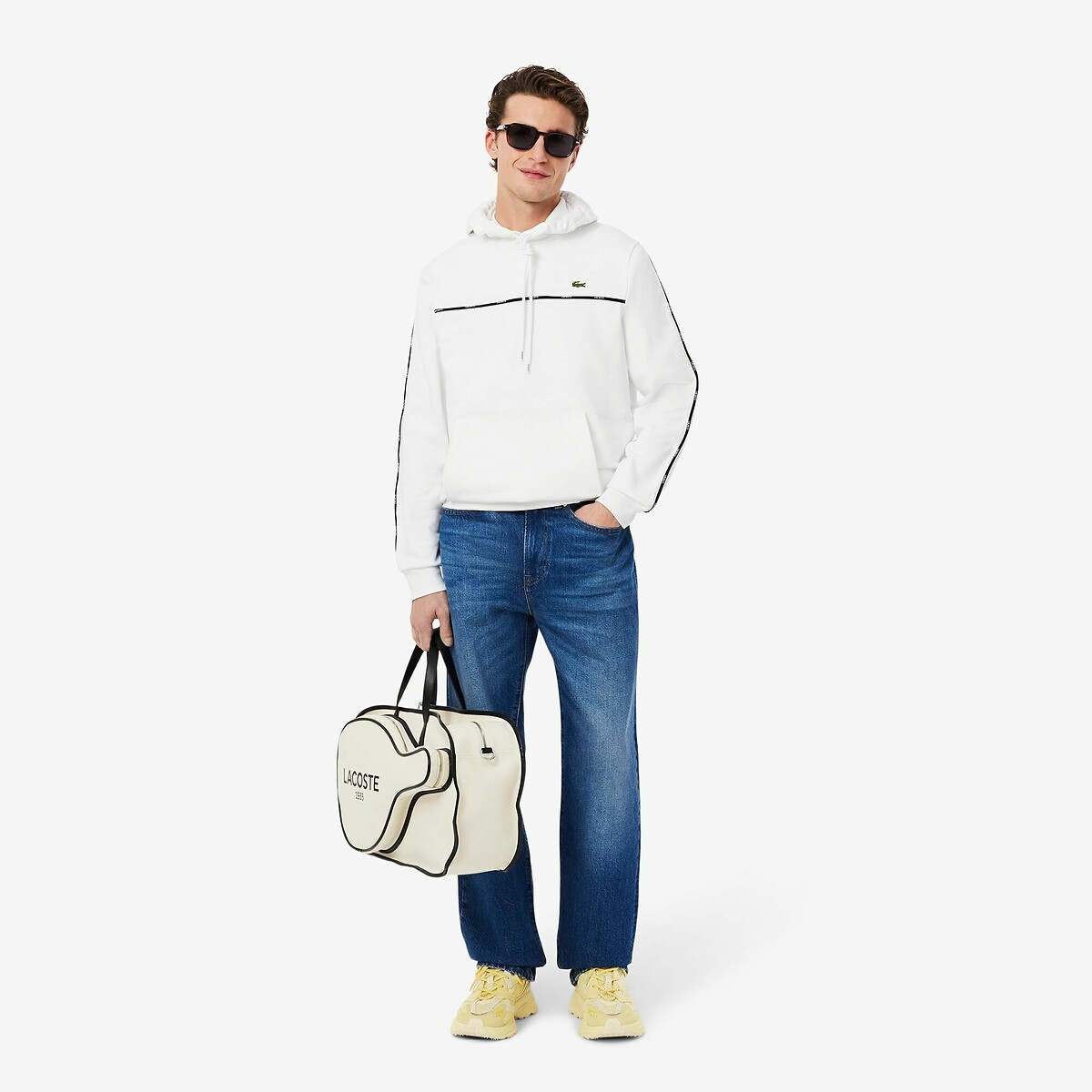 LACOSTE<br>Moletom com capuz e detalhes em viés Lacoste